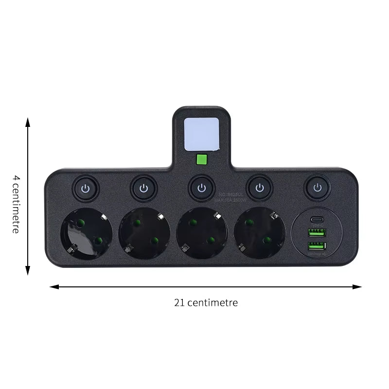 Prise Ue 4 Prises Prise Électrique Sans Rallonge Avec Ports USB Type-C Deux Spécifications