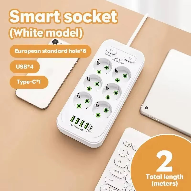 Prise Ue 4 Prises Prise Électrique Sans Rallonge Avec Ports USB Type-C Deux Spécifications