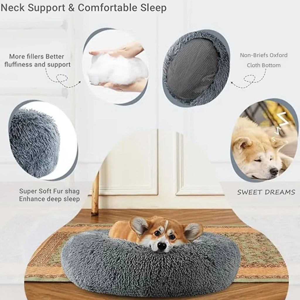Lit Rond Pour Animaux De Compagnie, 40 À 90Cm, 6 Tailles, Pour Grand Chien, Lit Super Doux Pour Chat, Maison En Peluche Pour Chien Moyen, Couchage Chaud D'Hiver