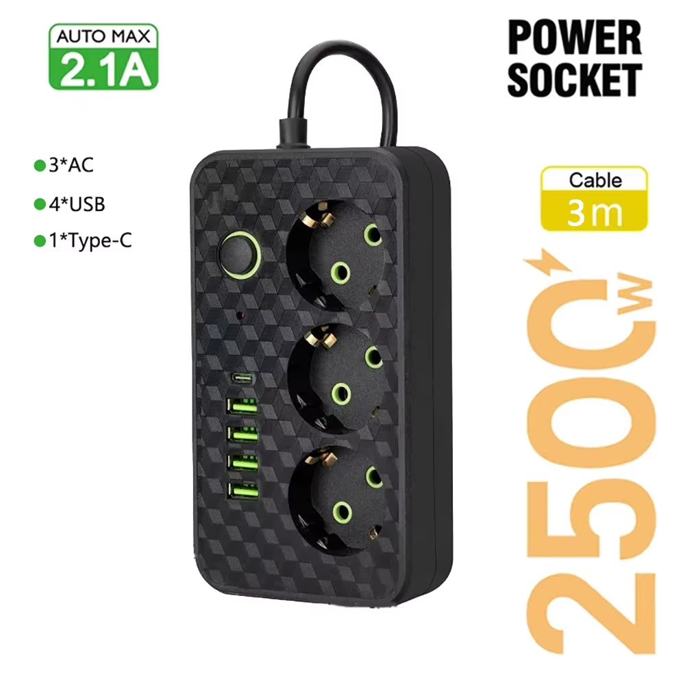 Prise Ue 4 Prises Prise Électrique Sans Rallonge Avec Ports USB Type-C Deux Spécifications