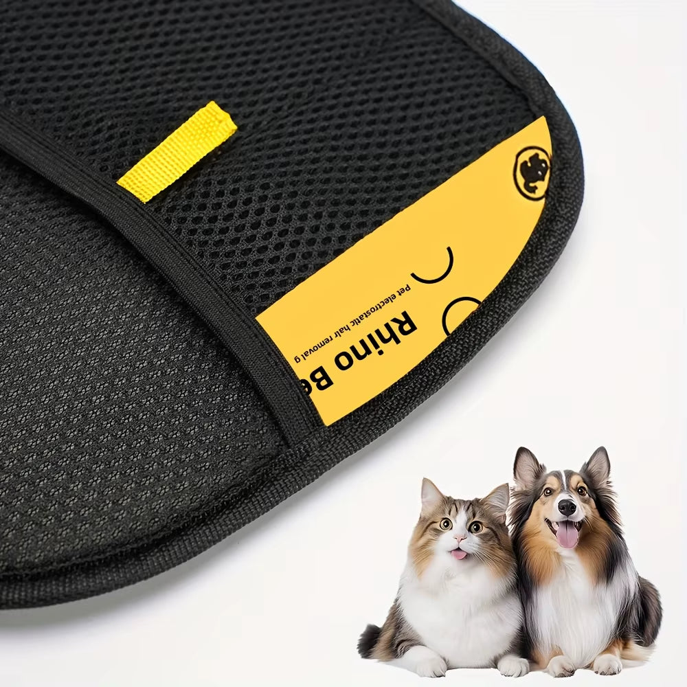 Upgrade Edition Gants D'Épilation Statiques Pour Grands Animaux De Compagnie – Gants De Toilettage Pour Chats En Polypropylène Noir Avec Accents Jaunes