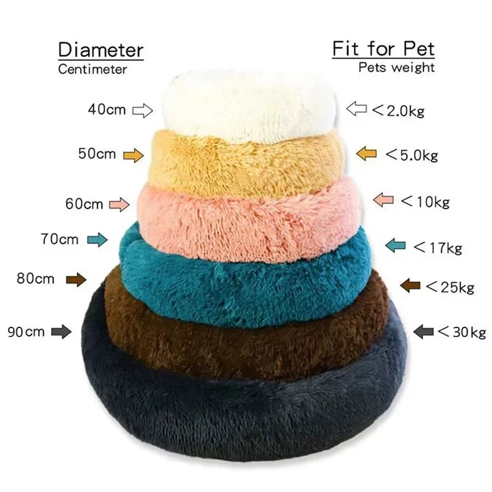 Lit Rond Pour Animaux De Compagnie, 40 À 90Cm, 6 Tailles, Pour Grand Chien, Lit Super Doux Pour Chat, Maison En Peluche Pour Chien Moyen, Couchage Chaud D'Hiver